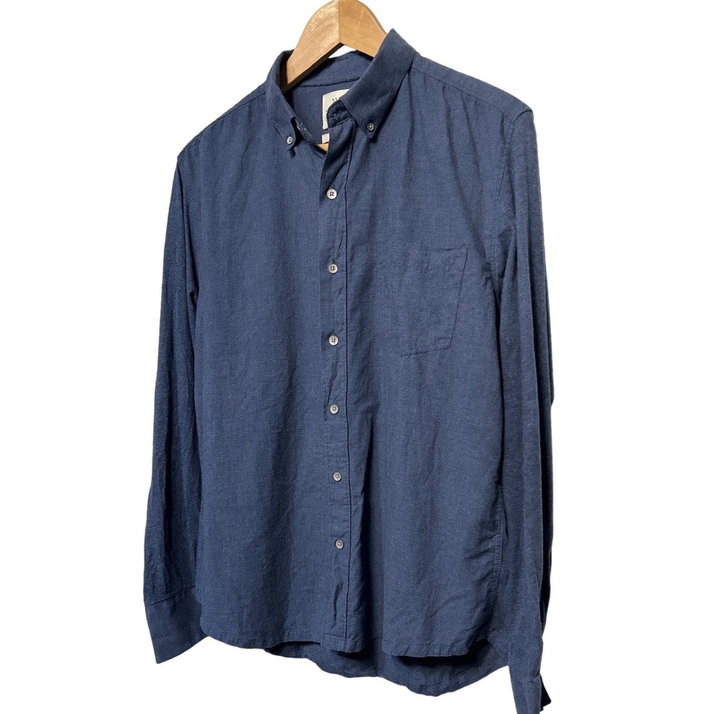 WRK The Reworked Shirt Button Down Long Sleeve Blue Slim Size Large Retail: $128